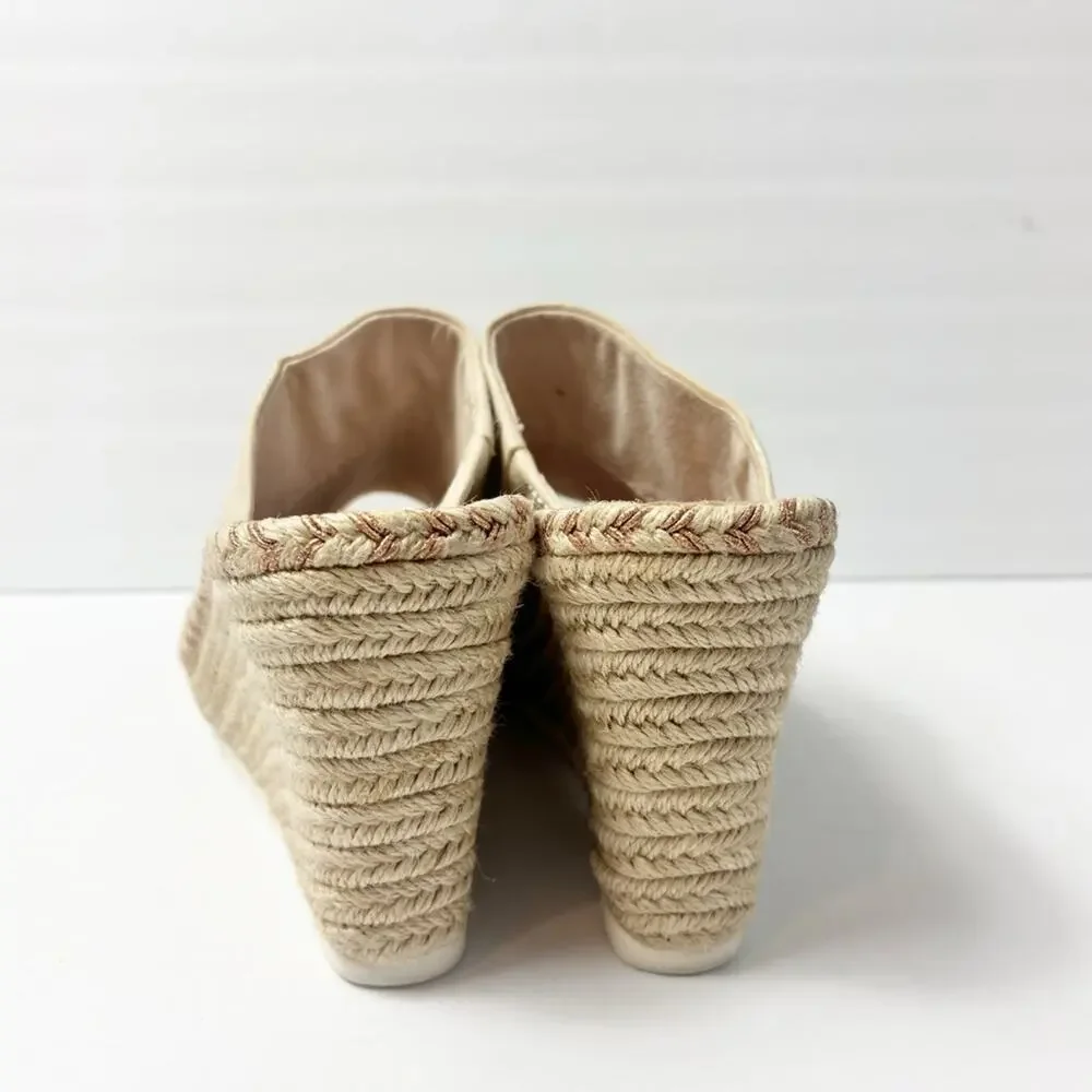 TOMS MONICA MULE SUEDE PLATFORM WOMEN LIGHT PINK WEDGE SANDALS SIZE 10
